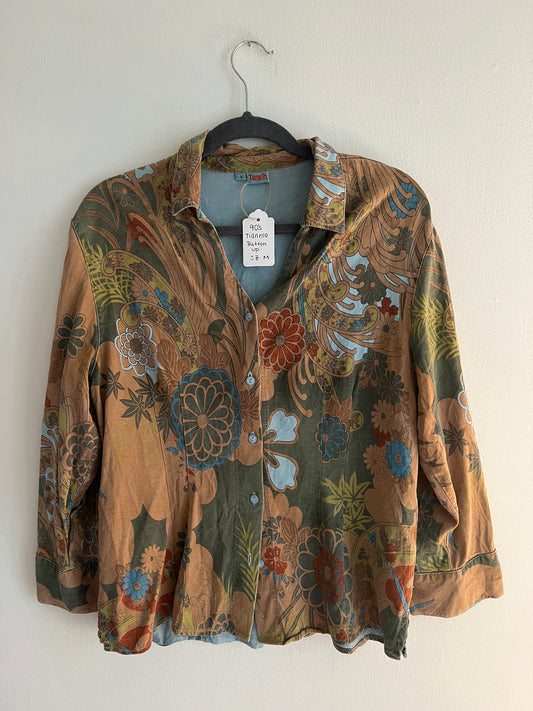 Vintage 90s Tianello Floral Boho Button Up